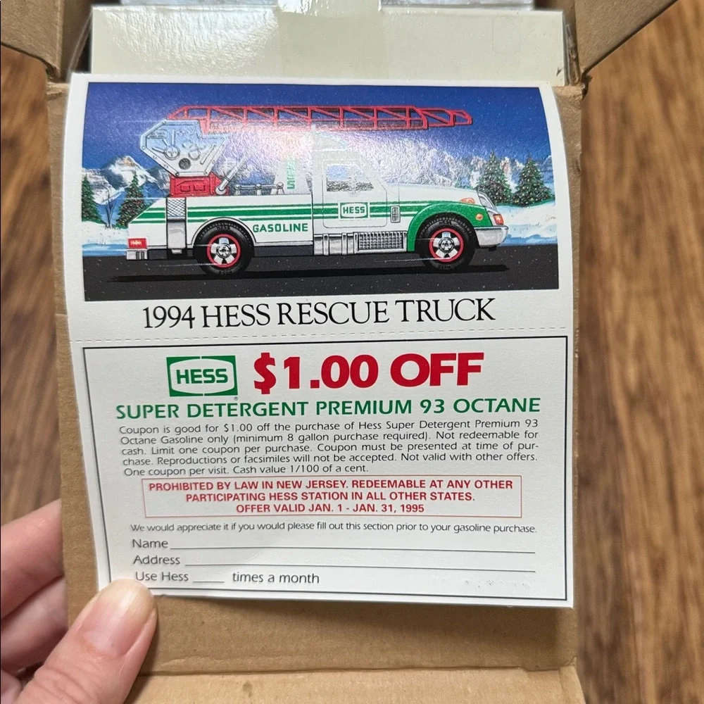 Vintage Hess 1994 Rescue Truck collectible new in box